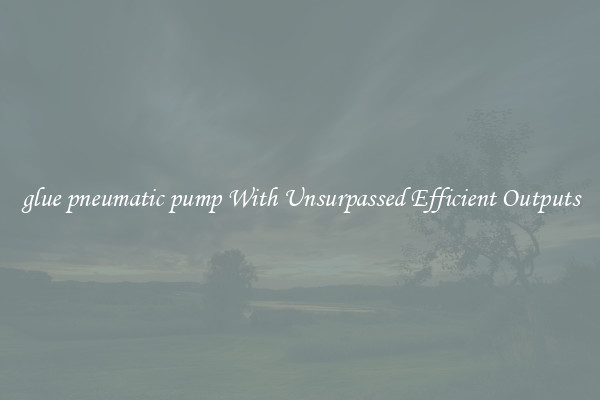 glue pneumatic pump With Unsurpassed Efficient Outputs